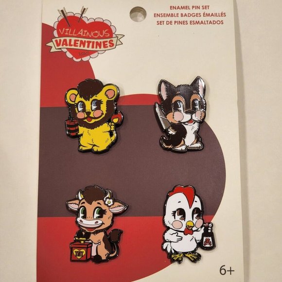 Funko Villainous Valentines Enamel Pin Set 4 Piece NEW - Picture 2 of 12